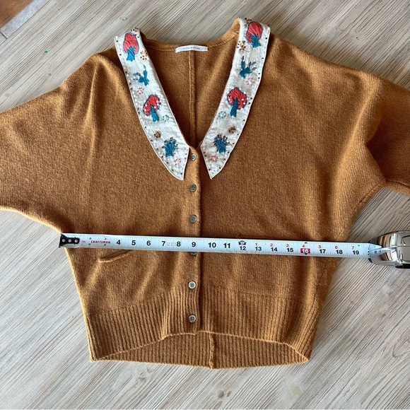 Japanese brand embroidered and beaded collar knit cardigan russet color Size S - Picture 13 of 13